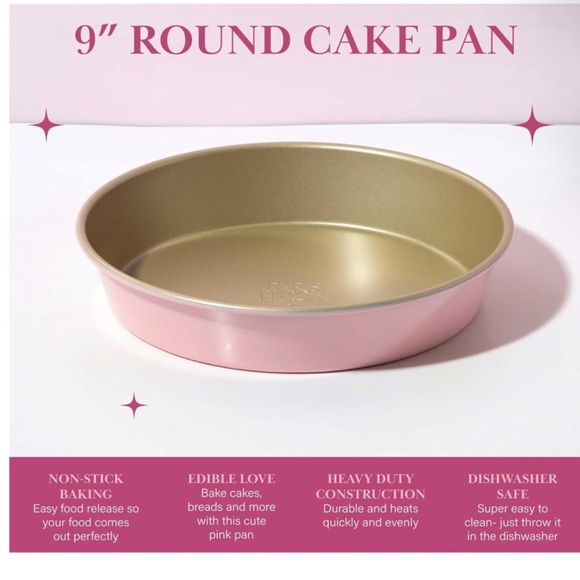 NWT Paris Hilton Pink 9 inch Cake Pan & 2 PIECE TOOL SET - Gold Spoon & Turner - Picture 14 of 16